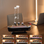 ⁦فواحة ومرطب هواء USB بشكل سفينة بخزان 250 مل وإضاءة LED سبع ألوان⁩ - الصورة ⁦2⁩